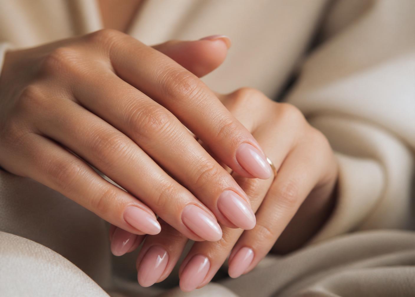 Natuurlijke BIAB-nagels in een zachte nude tint