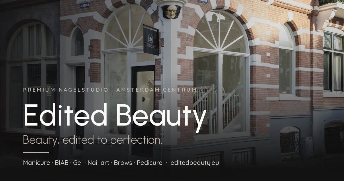 Edited Beauty shared link image: the studio front on Weteringstraat in Amsterdam with the wordmark and the brand line Beauty, edited to perfection.